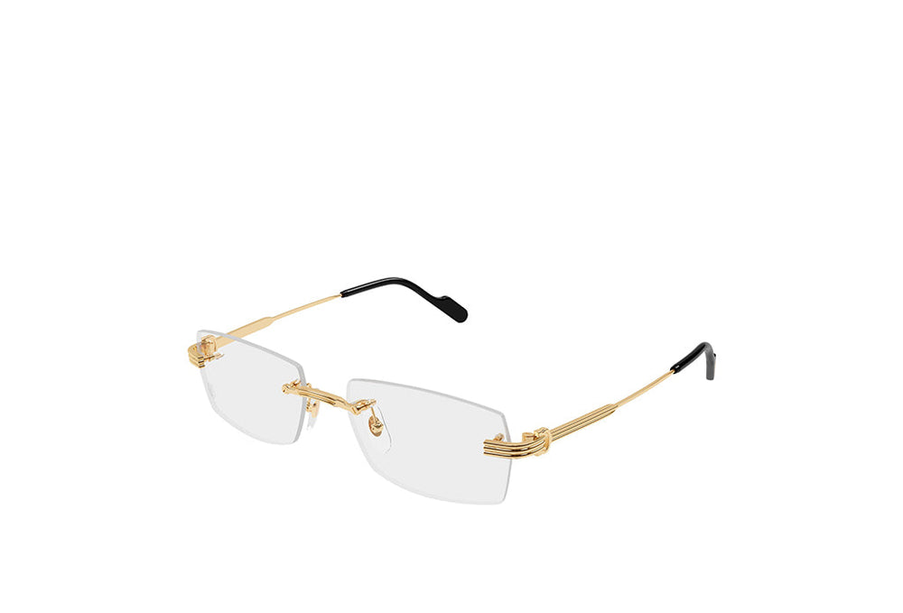 Cartier CT0578O rimless rectangular eyeglasses in gold metal finish