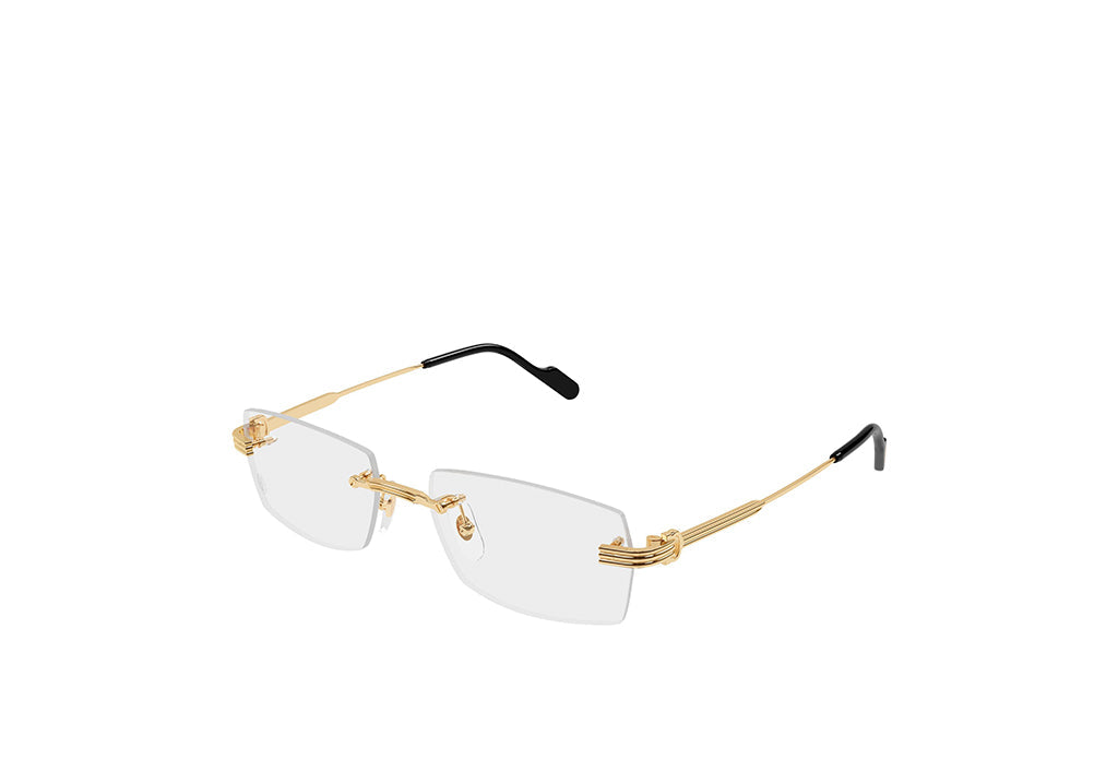 Cartier CT0578O rimless rectangular eyeglasses in gold metal finish