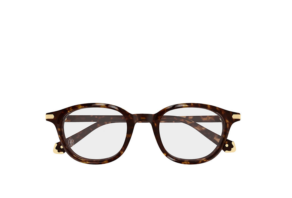 Cartier CT0584O black acetate oval eyeglasses with gold temple accents