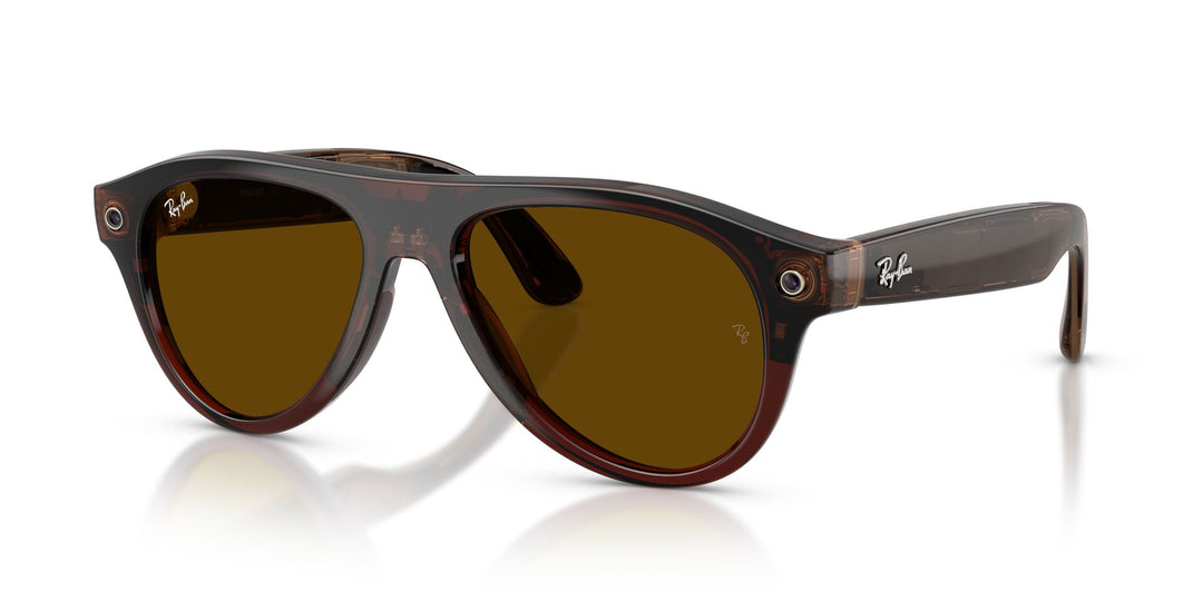 Ray-Ban Meta Gen 3 Aviator Polished Transparent Umber Clear/Jade | RW4016 6912JD - image 3 - 54-18